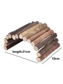 1 szt. Drewniany plac zabaw dla chomika, naturalna drewniana klatka z drabinką i mostem do wspinaczki (należy pamiętać, że grubość może się różnić ze względu na naturalny materiał drewniany)