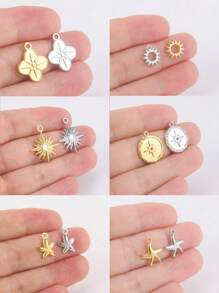 1 peça de aço inoxidável bonito mini sol e estrela do mar pingente, faça você mesmo jóias fazendo acessório para pulseira, colar, brincos