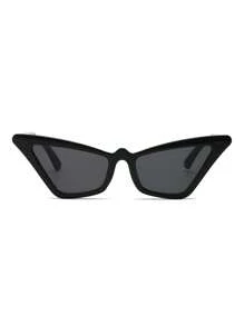 1 pièce femme style chat eye, monture en PC noire, couleur unie minimaliste, style rétro de rue polyvalent. Lunettes de mode idéales pour l'été, la plage, les voyages et l'extérieur