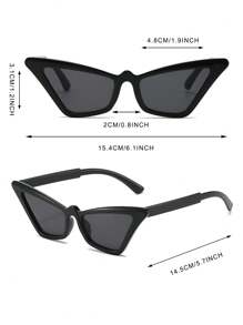 1 pièce femme style chat eye, monture en PC noire, couleur unie minimaliste, style rétro de rue polyvalent. Lunettes de mode idéales pour l'été, la plage, les voyages et l'extérieur