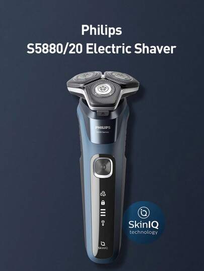 PHILIPS Philips S5880 Men's Electric Shaver SkinIQ Smart Sensor, 90,000 Cuts/Min, Wet & Dry Shaving With Pop-Up Trimmer - 60 Min Runtime Family-Friendly Design, Painless Shaving & Beard Trimming Kit For Daily Use Gift For Boyfriend/Father