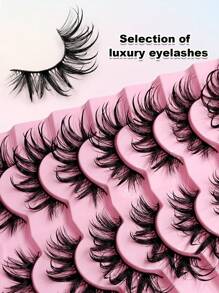 Sibeuna 7 Pairs Cartoon Style Lightweight Crossing Natural Faux Mink Lashes, Fashionable Wet Look Fake Eyelashes - 尖尾漫畫款 - 查看 6