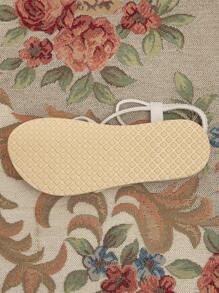 Women's Fashionable Shoes, Milky White Summer Shoes, Woven Style Flat Sandals, Casual Beach Sandals With Straw-Like Bottoms - Beige - View 5