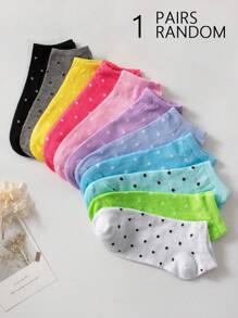 5/10 双女士/女童短袜，纯色/花卉图案，防臭，吸湿排汗，休闲款，适合学生、成人、运动、度假、日常穿着。多种颜色和款式随机发货。 - 彩色 - 查看 9