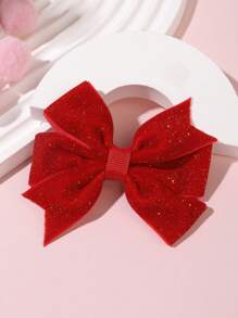2 件套优雅简约天鹅绒金色蝴蝶结发夹，适合女孩，适合所有季节，非常适合日常佩戴 - 紅色 - 查看 7
