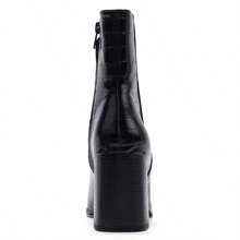 Modern Stone Pattern Boots Block Heel Ankle Boots Western Vintage Square Toe Boots - màu đen - Xem 3