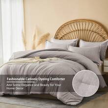 2/3-Pcs Comforter Sets Of King, Cationic Dyeing Technology, Soft, Comfortable And Breathable Bedding Sets For Your Home Decor, Room Decor, And Perfect Gift, [1 Comforter & 1/2 PillowShams]. - KhakiGrey-77 - Xem 1