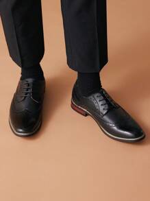 Business Men's Comfortable And Durable Lace-Up Formal Oxford Shoes - Black - View 3