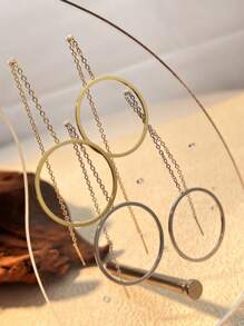 1pc Minimalist Stainless Steel Earrings, Geometric Round Design, Suitable For Women Everyday Wear And Decoration