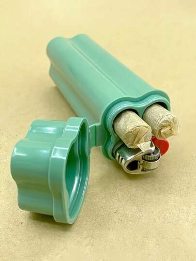 1 pieza Estuche compacto 2 en 1 con tapa abatible y encendedor incorporado - Plástico, fácil de llevar, incluye soporte para encendedor y cigarrillos, ideal para fumadores en movimiento, portátil, diseño de tapa elegante y fácil de agarrar, accesorios para fumar, almacenamiento de cigarrillos, caja de cigarrillos