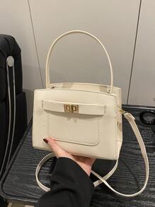 Bolso bandolera cuadrado de unicolor con bolsillo lateral y cierre, ideal para compras, carteras, compras, mujeres jóvenes, estudiantes universitarios, recién llegados y trabajadores de cuello blanco. Son muy adecuados para oficinas, universidades, trabajo, negocios, traslados, actividades al aire libre, viajes y salidas