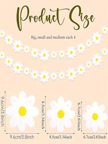 1/2pcs Daisy Garland Daisy Banner Hanging Daisy Party Decorations White Daisy Decor Spring Flower Hanging Garland Daisy Birthday Party Decorations For Baby Shower Party Decor - Multicolor - View 2