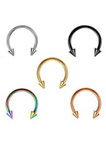1/2pcs Stainless Steel Pierced Nose Ring,Fashion Personalized Simple Rivets, Women's Silver And Black Nose Rings, Nightclub Parties Jewelry, Birthday Gifts ﻿