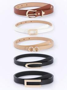 5 件套女士牛仔裤/连衣裙装饰链式腰带，带圆形扣，黑白色，适合日常穿着夏季、秋季、万圣节