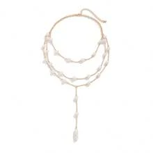 1pc Women's Elegant Minimalist Multi-Layer Faux Pearl Tassel Necklace