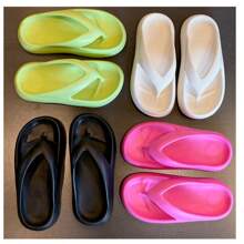 Casual Flip-Flops Women's Style, Summer Indoor And Outdoor Wear, Increase Pinch-Foot Shoes, Non-Slip Home Soft Leisure Beach Thick Soled Flip Flops For Women - Black - View 4