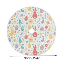 Falda para árbol de Pascua con lindo conejito, huevo de Pascua y estampado floral. Ideal para decorar el hogar durante las fiestas. - Burdeos - Ver 8