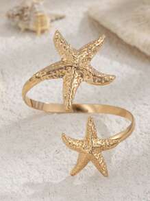 1pc Minimalist Golden Starfish Bracelet Cuff Body Jewelry For Women, Suitable For Daily Wear And Beach Holiday - Multicolor - View 3