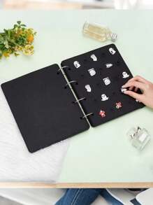 大耳环胸针耳环项链容量鞋饰展示架 - 带 72 个孔的毛毡布收纳盒，适用于桌子和抽屉的便携式设计，适用于徽章和配件的多功能收藏手册旅行收纳盒 - 彩色 - 查看 2