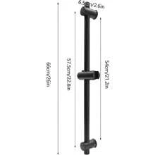 SENDERPICK Barra de ducha para duchas de mano, regulable en altura, soporte de cabezal de ducha de pared, acero inoxidable 66 cm para baño para un uste flexible (negro)
