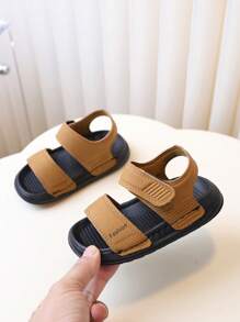 1 Par de Sandalias de unicolor de PU con punta abierta, de secado rápido, transpirables, de moda, hechas a mano, con cierre de conveniente, adecuadas para niño, niña, niños, para playa/interior exterior/exterior/festivales, primavera/verano