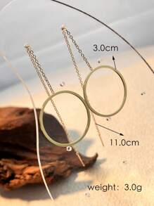 1pc Minimalist Stainless Steel Earrings, Geometric Round Design, Suitable For Women Everyday Wear And Decoration