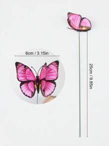 10/20pcs 8CM Double-Layer Butterfly Outdoor Garden Wooden Pegs Decoration, Random 3D Colorful Realistic Butterfly - Multicolor - View 4