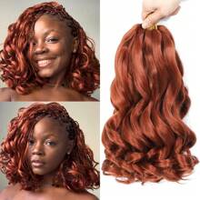 Ginger French Curl Braiding Hair 12 Inch 1 Pack Curly Braiding Hair Curly End Braids Crochet Hair Extensions 50g/Pack Pre Stretched Braiding Hair Bouncy Loose Wavy Synthetic Hair For Halloween - Multicolor - View 15