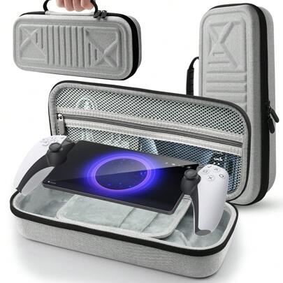 Carrying Case Compatible With PlayStation Portal, Travel EVA Hard Carrying Case With Compartment And Mesh Pocket For PS Portal Accessories Storage And PlayStation 5 Accessories. (Gray)