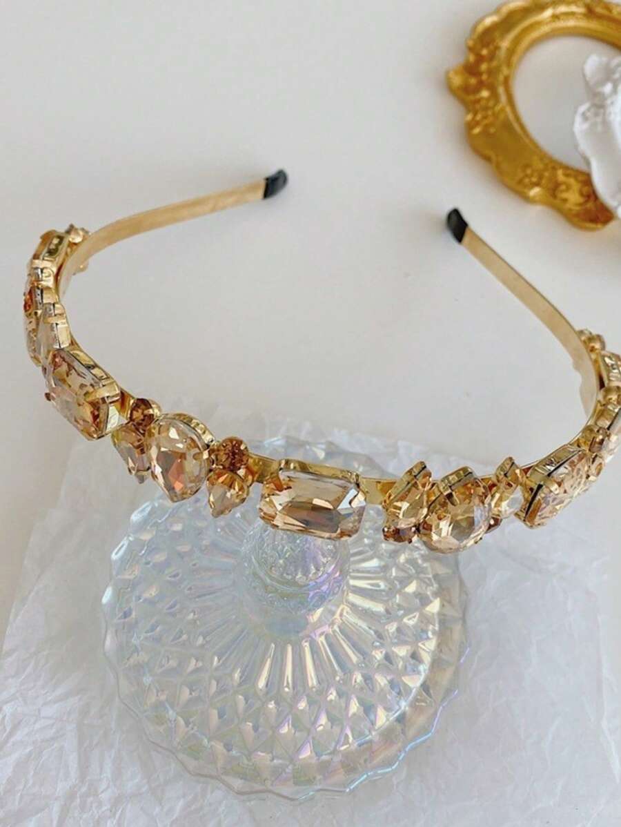 百搭髮箍 彩色水鑽閃閃公主髮箍髮飾 輕奢頭箍子 超閃優雅髮箍 女士高級感輕奢頭箍壓發頭飾 - 多色-3 - 查看 1