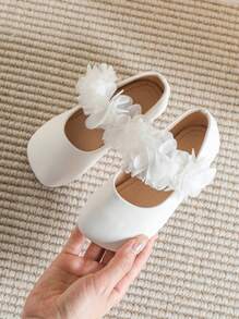 Zapatos planos con puntera cuadrada y estampado floral lindo, adecuados para primavera y verano para niños
