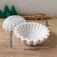 Molde de silicone em formato de flor grande/médio, molde de silicone para vaso de flores ondulado para decoração de casa, molde para tigela de armazenamento