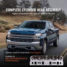 Engine Cylinder Head Assembly Replacement, Aluminum/Cast Iron Engine Cylinder Head Kit, Compatible With Small Block Chevrolet Engines, SBC 327/ 350/ 383, Corvette, Camaro, Z06/Small Block Engines, SBF GT40/289/302/ 351W, Mustang, GT40/CHEVROLET 1500 PICKUP 96-99, ESCALADE 99-00 - Aluminum, Compatible With Small Block  Engines - View 2