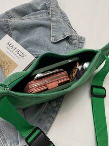 1 件女士大容量经典简约胸包手提包女式 PU 皮革单肩斜挎包手提包女孩时尚休闲风格包女士通勤手提包适合购物和通勤黑色绿色卡其色 - 彩色 - 查看 13