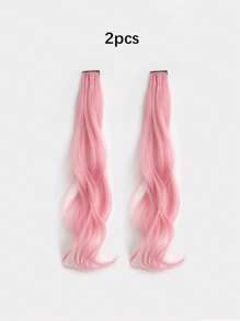 2pcs Kid's Elegant Long Curl Wigs, Dyed Color Clip-In Synthetic Hair Extensions, Complete Wig For Girls, Suitable For All Hairstyles, Perfect For Daily Use And Parties