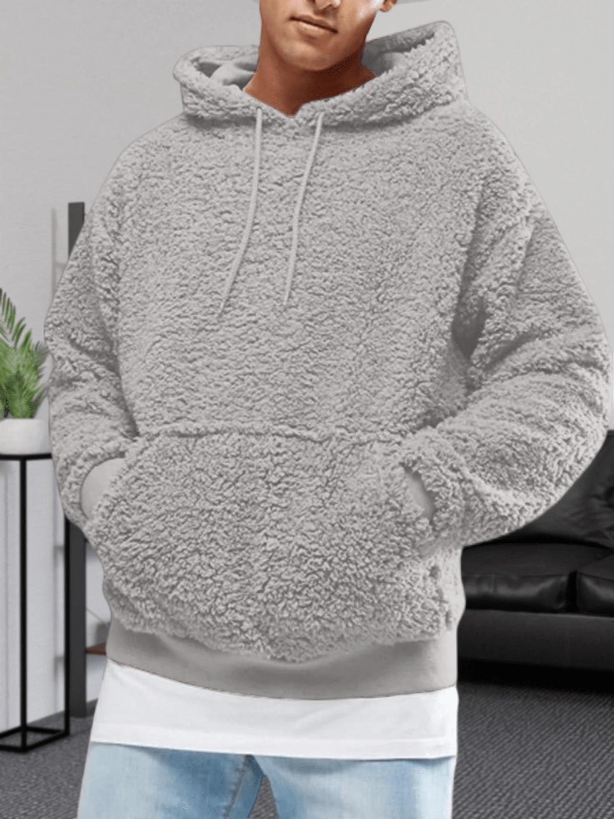 Runcati Sudadera con capucha y manga larga de RefinAtti para hombre, con forro polar y estilo militar, para otoño e invierno - Gris Claro - Ver 1