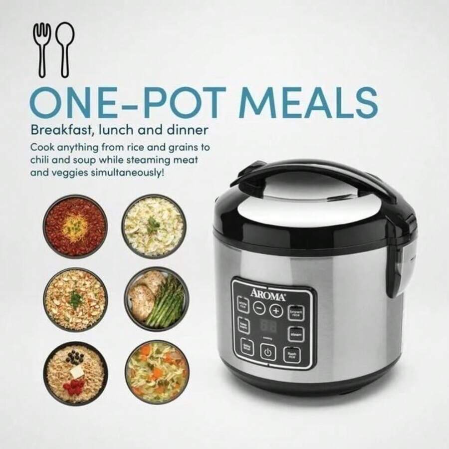 Aroma 8-Cup (Cooked) Rice & Grain Cooker, Steamer, New Bonded Granite Coating - 1 - Xem 1