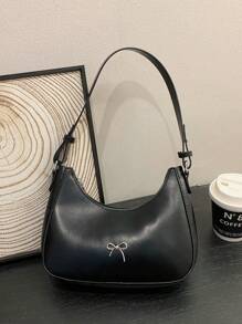 1pc 法国小众质感包包，时尚百搭单肩包，时尚靓丽腋下包，月牙包，个性时尚质感包包，蝴蝶结复古风腋下单肩包，pu材质，顺滑拉链开合，带蝴蝶结装饰图案，适合女生外出逛街，日常使用 - 蝴蝶結肩背包 - 查看 13