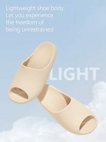 Women's Thick Sole Wavy Pattern Slippers, Soft & Comfortable EVA Material, Slip-Resistant, Fashionable Strap Slides - Khaki - View 2