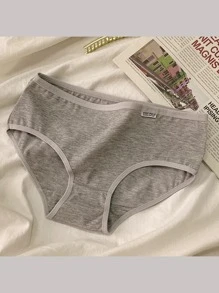 5pcs Women Solid Color Simple Comfortable Breathable Panties, Teen Underwear