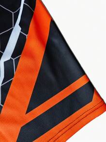 2pcs/Set Men Plus Size Sports Style Honeycomb Pattern & Geometric Patchwork T-Shirt Set, Suitable For Sports - Multicolor - View 4