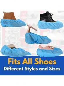 100pcs Disposable Shoe Cover Waterproof And Dustproof Protective Cover, Cleaning And Hygiene Products, Travel Hotel Shoe Cover, Thickened Plastic Dustproof Film, Easy To Carry Outdoor Travel, Household Necessities, Camping Accessories (Blue, Pink)