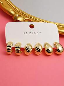 6-18pcs Fashionable, Elegant And Sophisticated Natural Style Earrings - Gold - View 5