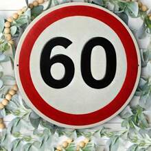 1pc 60th Birthday Sign, Round Celebration Plate, Multi-Functional Decoration Suitable For Home, Office, Kitchen, Bar - Suitable For Halloween And Christmas Decoration, Random Hole Design Gifts Graduation