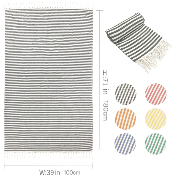 Toalha de praia turca de 1 peça, 39 x 71 polegadas, pré-lavada, sem areia, grande, absorvente, de secagem rápida, leve, toalha de praia, toalha de piscina, itens essenciais de praia, acessórios de praia, boia de piscina