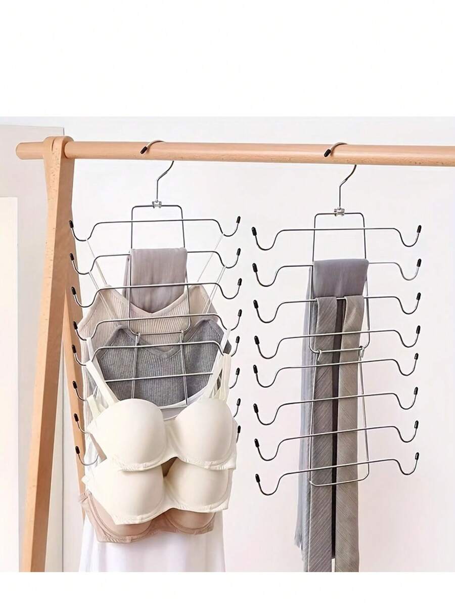 1 pieza Percha plegable multiusos de 4/8 niveles para ropa interior - Organizador de almacenamiento de camisetas que ahorra espacio, puede almacenar ropa, corbatas, etc. para el sistema de almacenamiento de ropa de invitados del spa, sistema de almacenamiento del spa, tienda de salón de belleza.