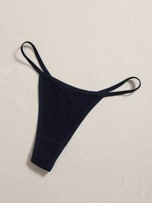 21pcs Ribbed & Ribbed Thong Panties For Women, Multi-Color