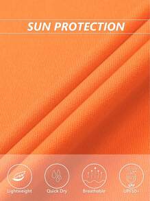 Cavva 女士夏季防晒 V 领 T 恤轻盈透气柔软短款速干运动春季上衣跑步高尔夫瑜伽骑行 - 橘色 - 查看 6