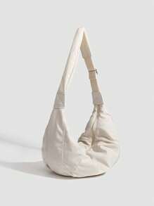 1 件休闲男士单肩包 - 大容量轻便斜挎包，男女通用流浪包斜挎包，新月形斜挎包，尼龙背包，拉链方向随机 - 彩色 - 查看 6