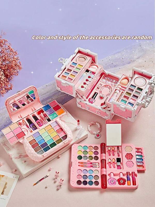 Book-Shaped Handbag Makeup Box Playset For Girls, Perfect Gift (Accessories Color Random). Closed It Looks Like A Handbag, Open It's A Cosmetic Set